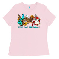 Bubblegum Pink peace love phlebotomy Ladies Tee - OliviaCreatesArt