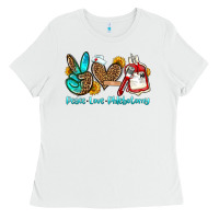 White peace love phlebotomy Ladies Tee - OliviaCreatesArt