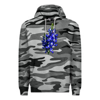 Slate Camo Bluebonnet Flower Illustrations Premium Hoodie - LillyAllenDesigns