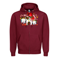 Burgundy dental Christmas teeth and candies Zipper Hoodie - AdoDesignShop