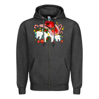 Charcoal Heather dental Christmas teeth and candies Zipper Hoodie - AdoDesignShop