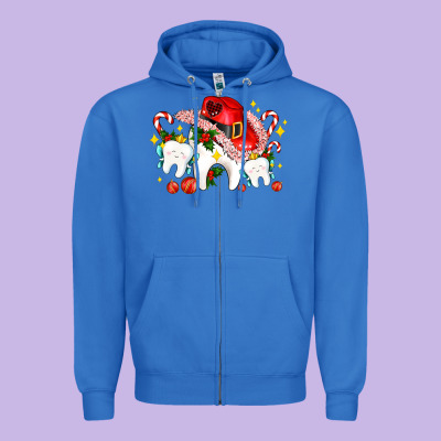 Dental Christmas Teeth And Candies Zipper Hoodie Designed By Adodesignshop