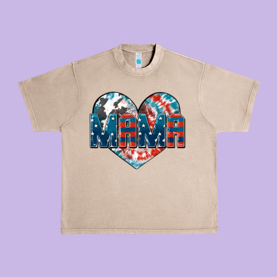 American Mama Heart Urban Heavy Tee Designed By Fadigitalartstudio