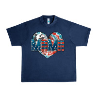 Navy American Mama heart Urban Heavy Tee - FaDigitalArtStudio