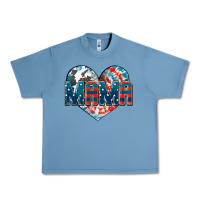 Pebble Blue American Mama heart Urban Heavy Tee - FaDigitalArtStudio