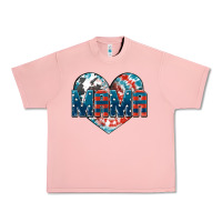 Salmon American Mama heart Urban Heavy Tee - FaDigitalArtStudio