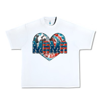 White American Mama heart Urban Heavy Tee - FaDigitalArtStudio