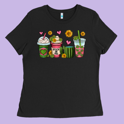 Stuck On You Cactus Coffee Cups Ladies Tee Designed By Oliviacreatesart