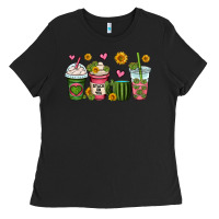 Black stuck on you cactus coffee cups Ladies Tee - OliviaCreatesArt