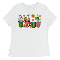 White stuck on you cactus coffee cups Ladies Tee - OliviaCreatesArt
