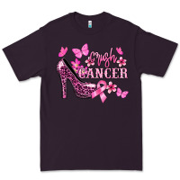 Plum Crush Cancer with high heels Cancer Awareness Premium Tee - HowdyJamesFarm