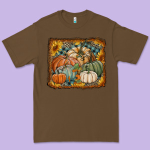 Pumpkins With Sunflowers Premium Tee Designed By Ranaportraitstore