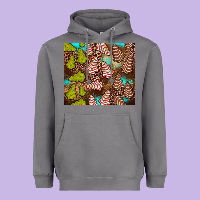 Little Debbie Tree Cakes Leopard Turquoise Heavyweight Hoodie Designed By Jahusdesignshop