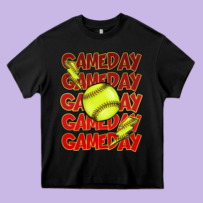 Game Day Softball Lightning Bolt Heavy Core Tee Designed By Howdyjamesfarm