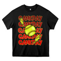 Black Game day softball lightning bolt Heavy Core Tee - HowdyJamesFarm