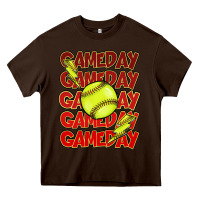 Chocolate Brown Game day softball lightning bolt Heavy Core Tee - HowdyJamesFarm