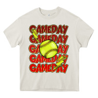 Cream Game day softball lightning bolt Heavy Core Tee - HowdyJamesFarm