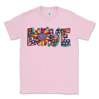 Bubblegum Pink love sunflower usa flag leopard Classic Tee - Artiststas