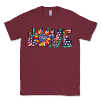 Burgundy love sunflower usa flag leopard Classic Tee - Artiststas
