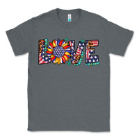 Charcoal Heather love sunflower usa flag leopard Classic Tee - Artiststas
