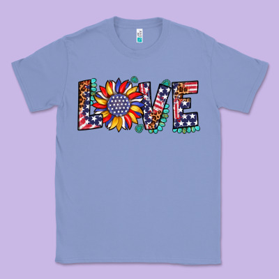 Love Sunflower Usa Flag Leopard Classic Tee Designed By Artiststas