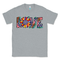 Heather Grey love sunflower usa flag leopard Classic Tee - Artiststas
