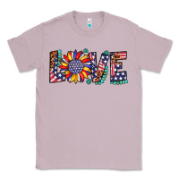 Lilac love sunflower usa flag leopard Classic Tee - Artiststas