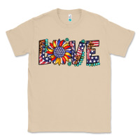 Mushroom love sunflower usa flag leopard Classic Tee - Artiststas