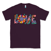 Plum love sunflower usa flag leopard Classic Tee - Artiststas