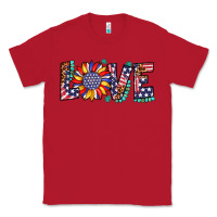 Red love sunflower usa flag leopard Classic Tee - Artiststas