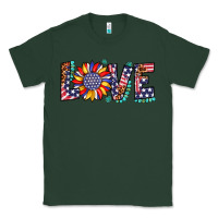 Sports Green love sunflower usa flag leopard Classic Tee - Artiststas