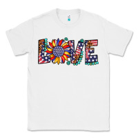 White love sunflower usa flag leopard Classic Tee - Artiststas