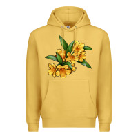 Antique Gold Yellow Jessamine Flower Illustrations Premium Hoodie - LillyAllenDesigns