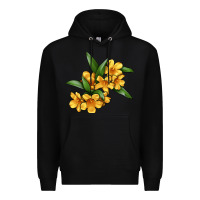 Black Yellow Jessamine Flower Illustrations Premium Hoodie - LillyAllenDesigns