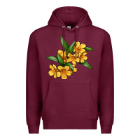 Burgundy Yellow Jessamine Flower Illustrations Premium Hoodie - LillyAllenDesigns
