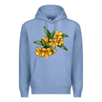 Colony Blue Yellow Jessamine Flower Illustrations Premium Hoodie - LillyAllenDesigns