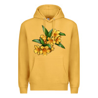 Mustard Yellow Jessamine Flower Illustrations Premium Hoodie - LillyAllenDesigns