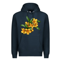 Navy Yellow Jessamine Flower Illustrations Premium Hoodie - LillyAllenDesigns
