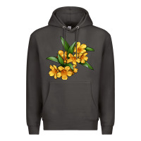 Smoke Yellow Jessamine Flower Illustrations Premium Hoodie - LillyAllenDesigns