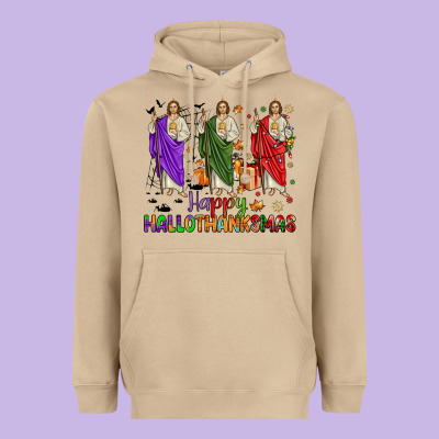 San Judas Happy  Hallothanksmas Heavyweight Hoodie Designed By Jahusdesignshop