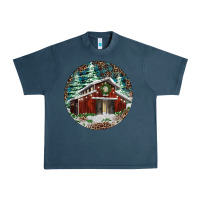 Midnight Navy Barn Christmas Urban Heavy Tee - RanaPortraitStore
