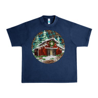 Navy Barn Christmas Urban Heavy Tee - RanaPortraitStore