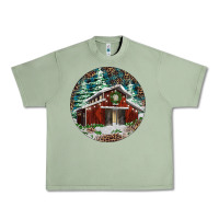 Oil Green Barn Christmas Urban Heavy Tee - RanaPortraitStore