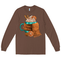 Chestnut Winter Coffee Cup With Scarf Long Sleeve Tee - FaDigitalArtStudio