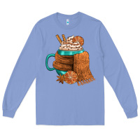 Colony Blue Winter Coffee Cup With Scarf Long Sleeve Tee - FaDigitalArtStudio