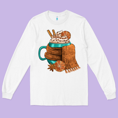 Winter Coffee Cup With Scarf Long Sleeve Tee Designed By Fadigitalartstudio