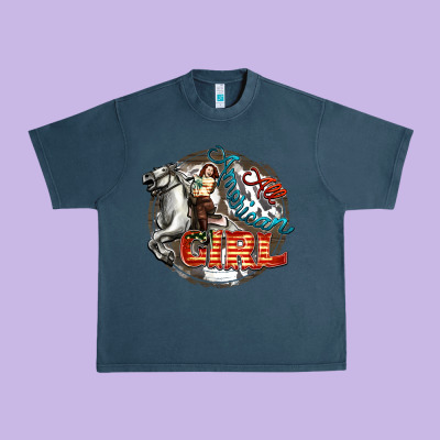 All American Girl Urban Heavy Tee Designed By Fadigitalartstudio