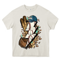 Cream Lightning bolt Baseball Heavy Core Tee - HowdyJamesFarm
