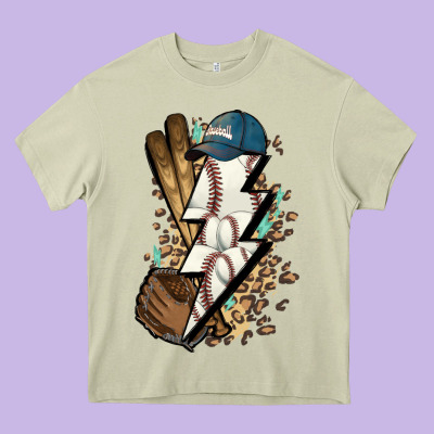 Lightning Bolt Baseball Heavy Core Tee Designed By Howdyjamesfarm