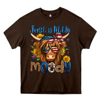 Chocolate Brown just a little moody 4th of july long haired cow Heavy Core Tee - Jasminsmagicworld